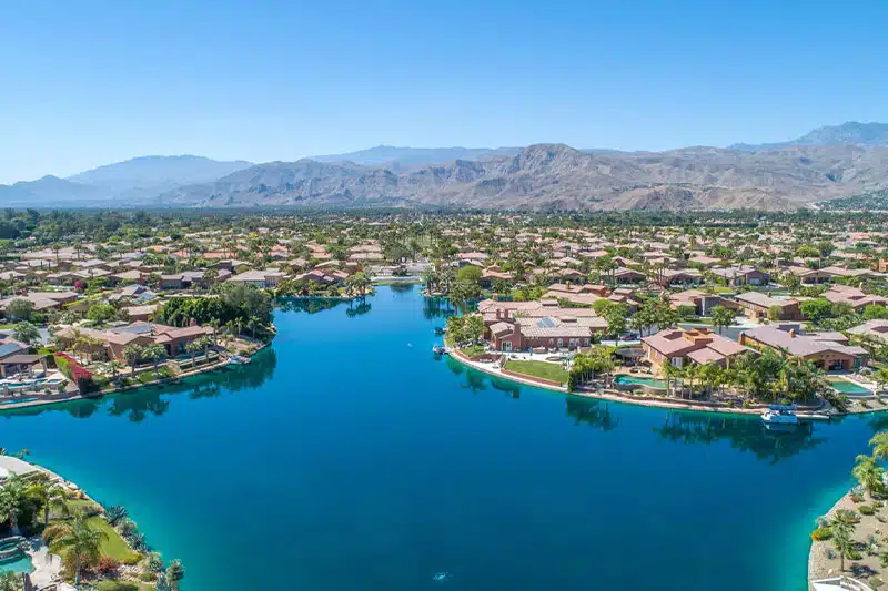 Aerial view of Rancho Santa Margarita Lake on a sunny day in California