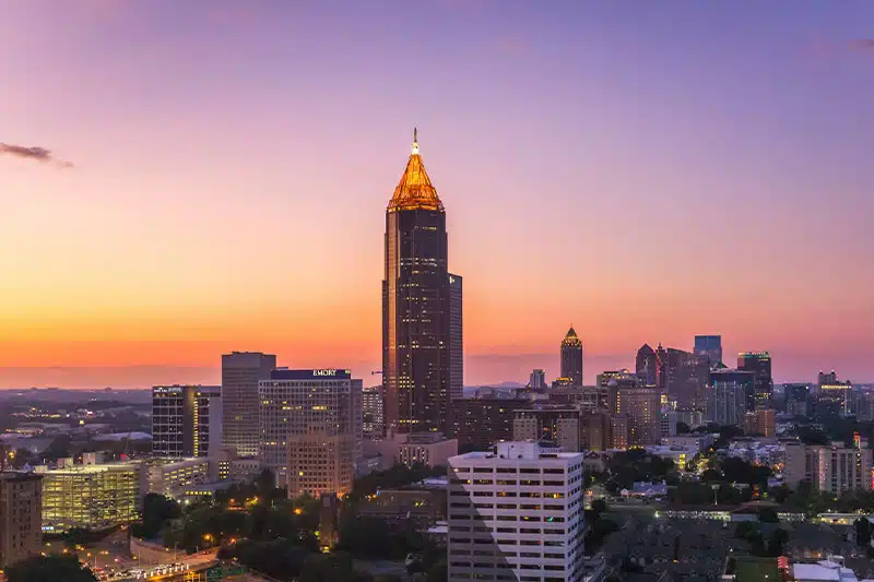 Midtown Atlanta skyline at just after sunset